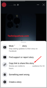 copy link to share facebook story