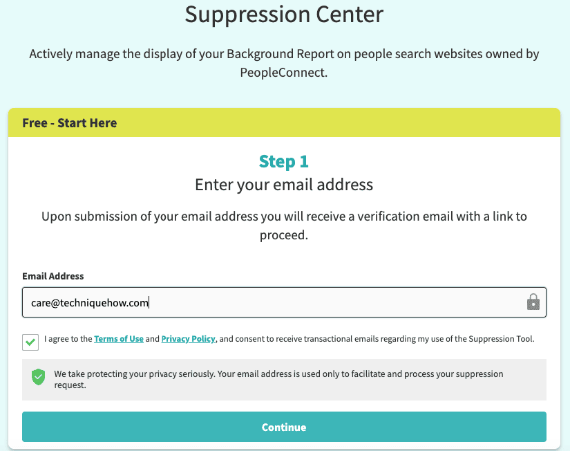 center enter email TF